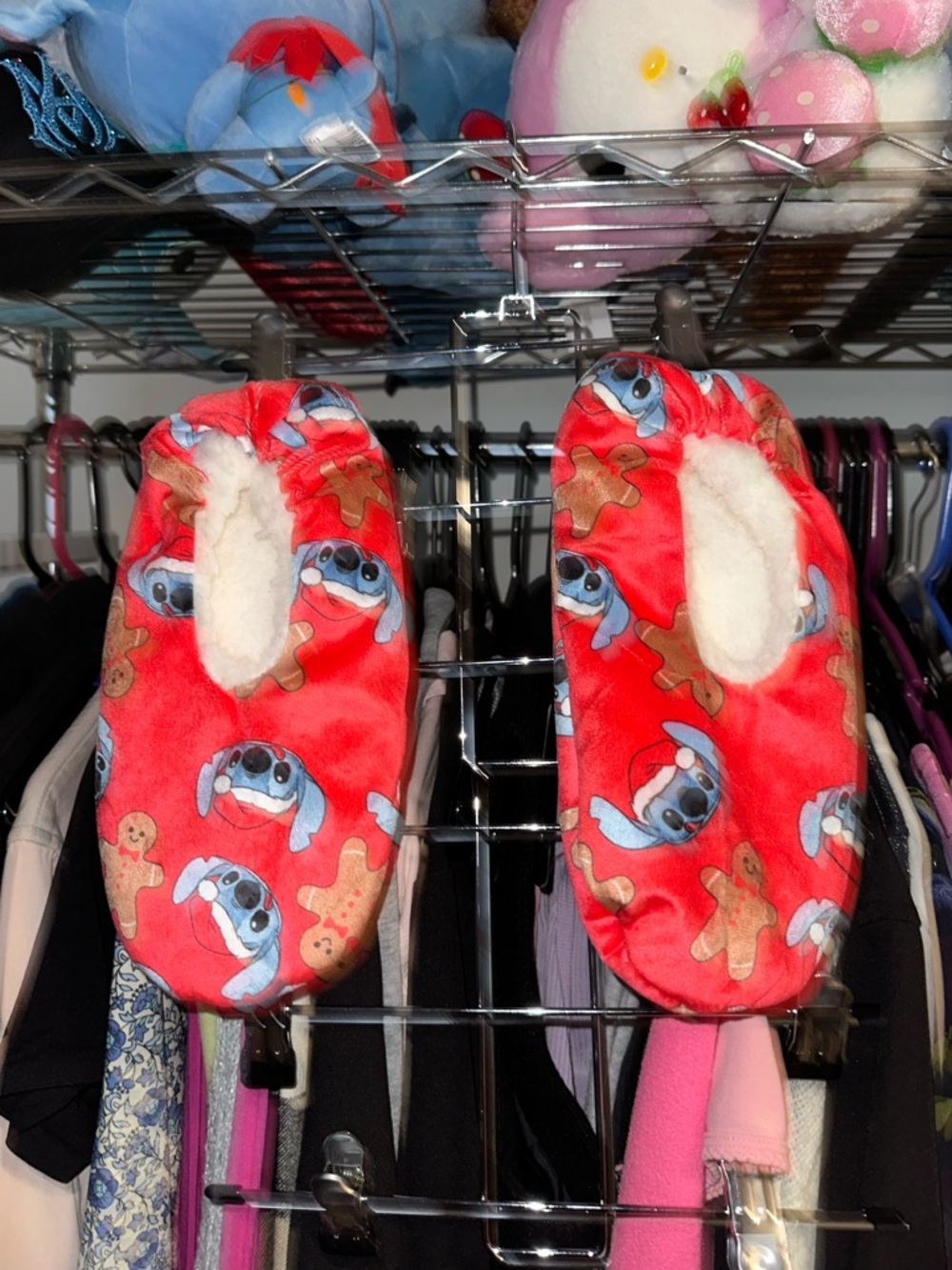 Disney Red Stitch Gingerbread Plush Slipper Socks